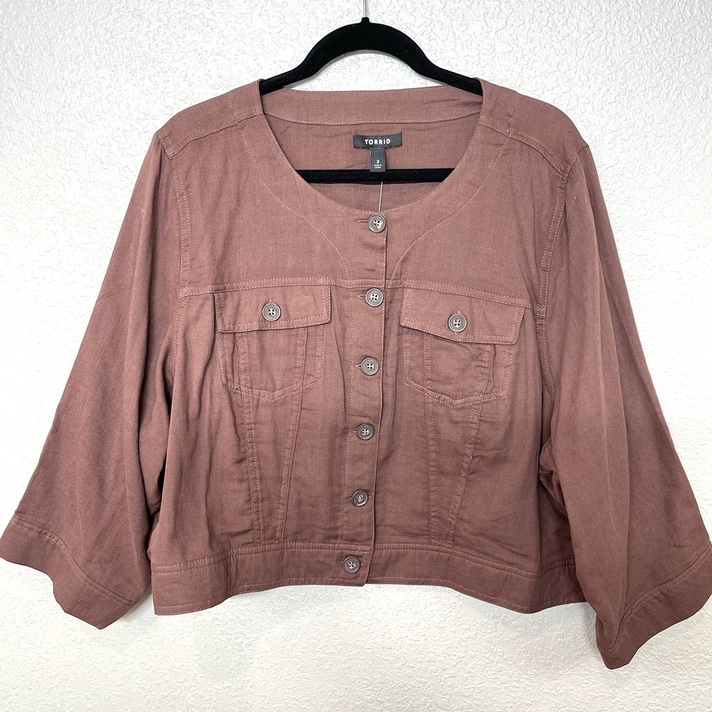 Torrid Women's Brown New With Tags Button Up Basic Casual Utility Jacket Size 3X